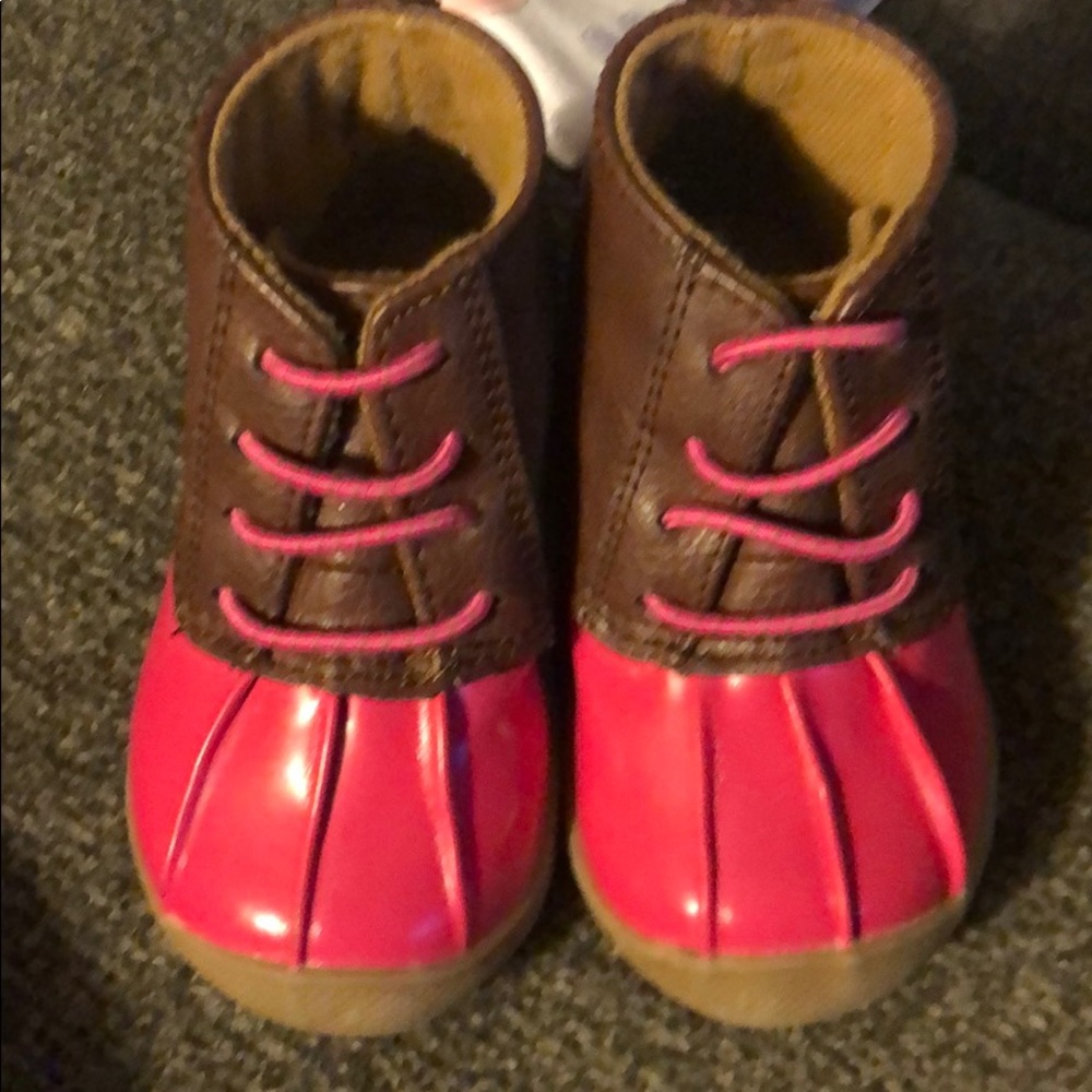 Pink duck boots